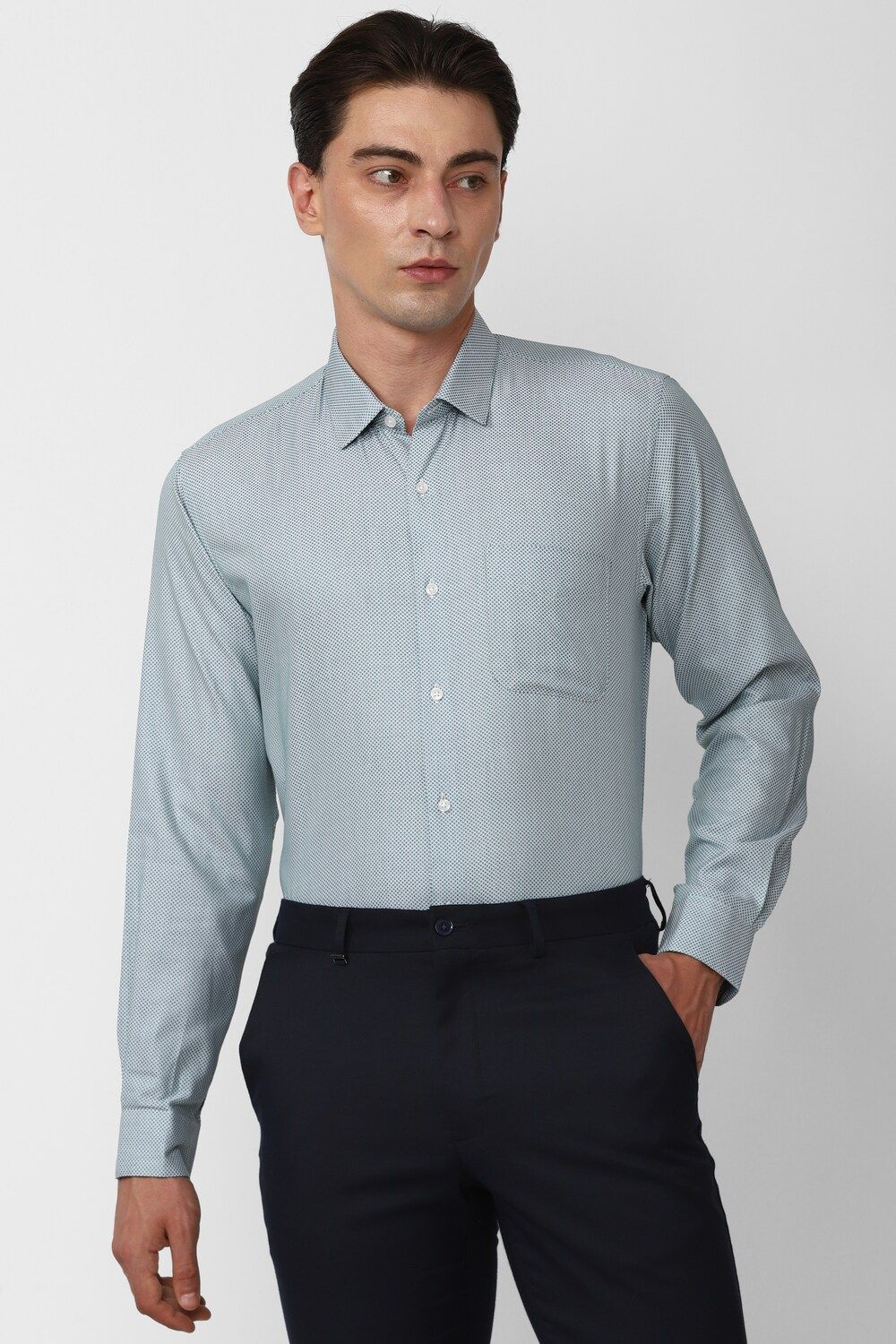 Men Blue Regular Fit Formal Full Sleeves Formal Shirt