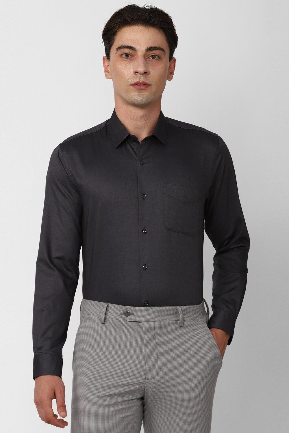 Men Black Regular Fit Formal Full Sleeves Formal Shirt