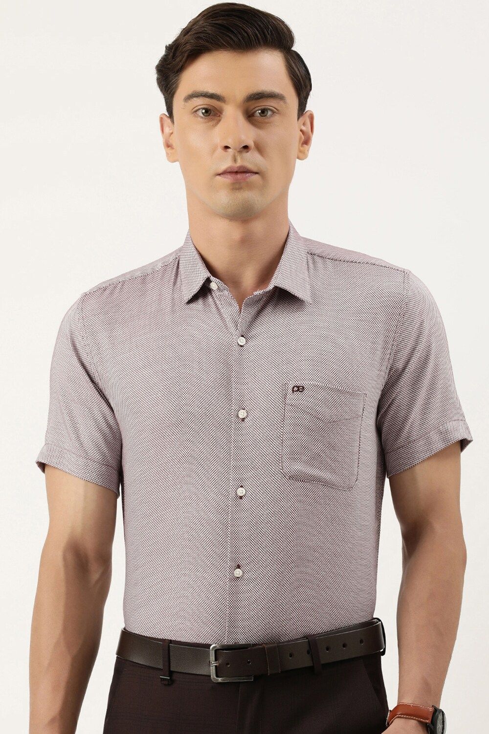 Men Maroon Slim Fit Formal Half Sleeves Formal Shirt