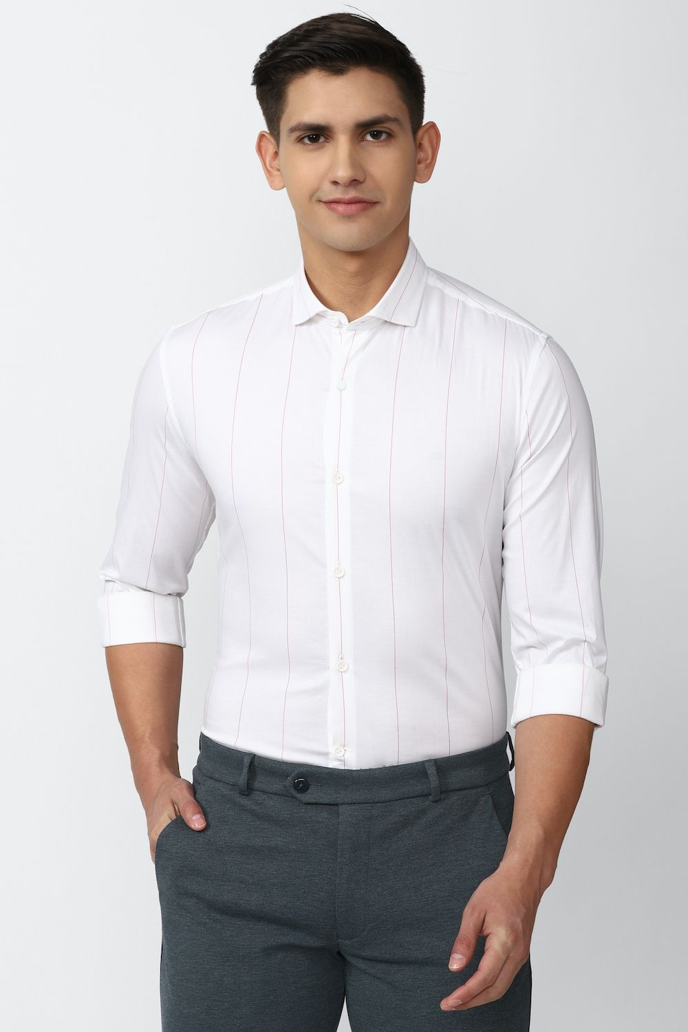 Men White Super Slim Fit Formal Full Sleeves Formal Shirt