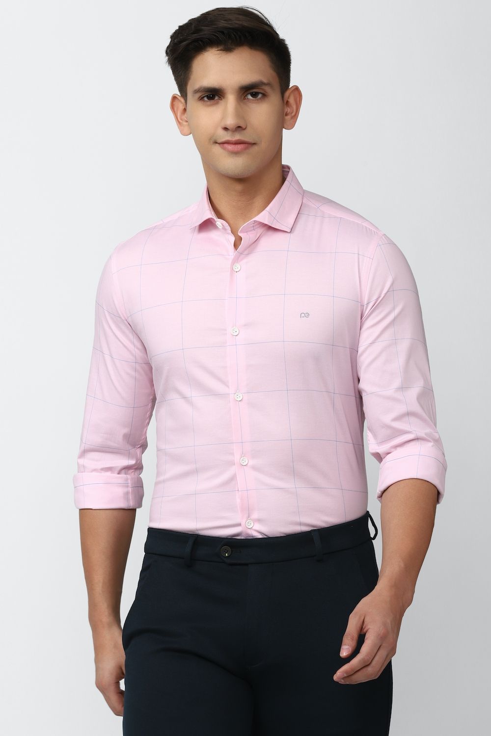 Men Pink Super Slim Fit Formal Full Sleeves Formal Shirt