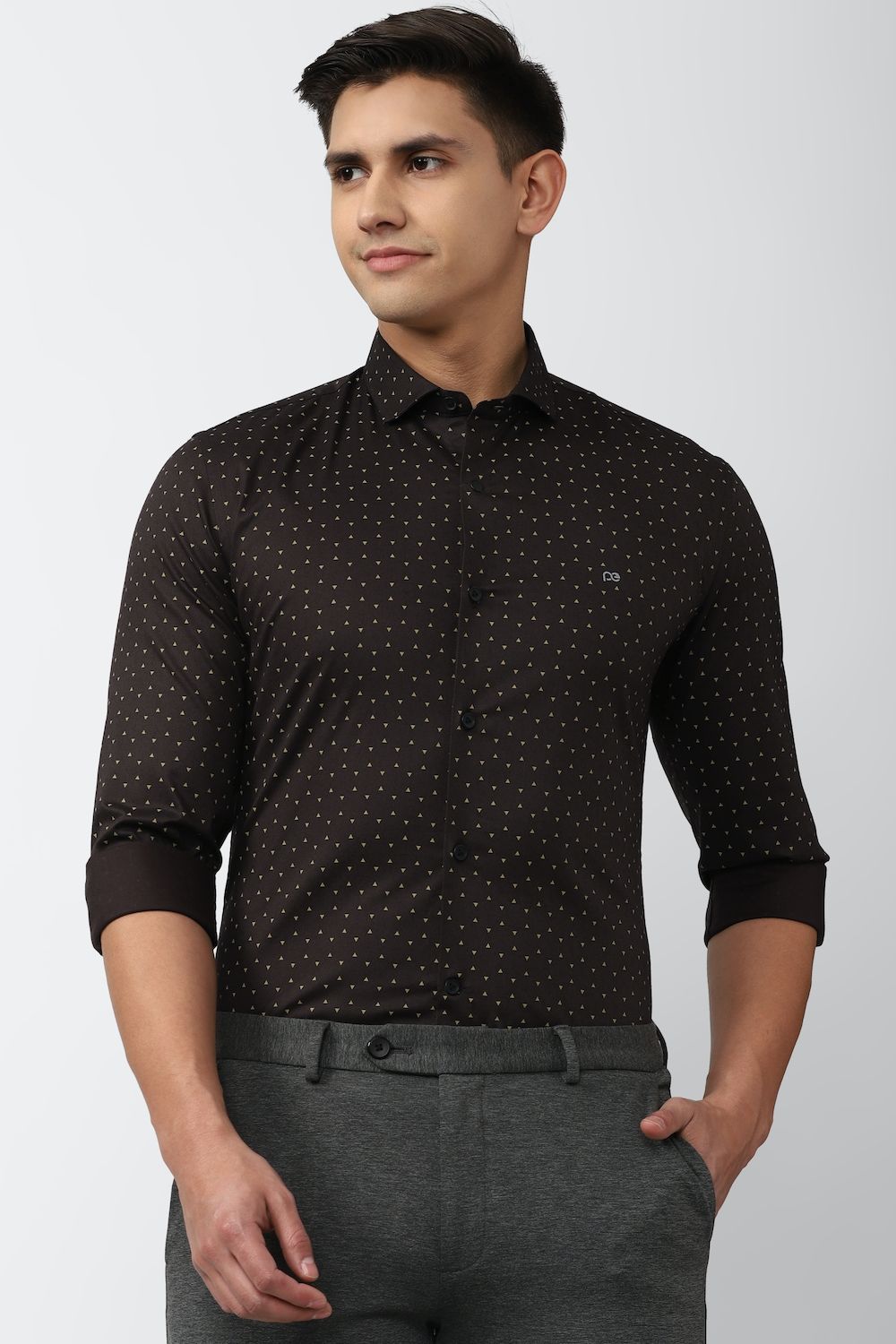 Men Brown Super Slim Fit Formal Full Sleeves Formal Shirt