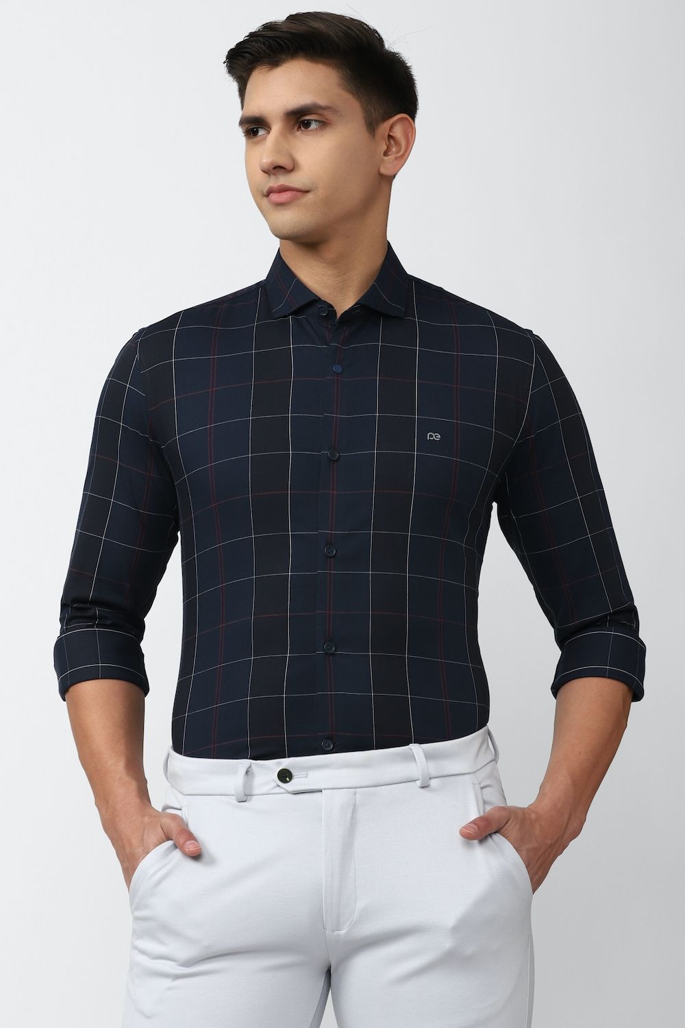 Men Navy Super Slim Fit Formal Full Sleeves Formal Shirt