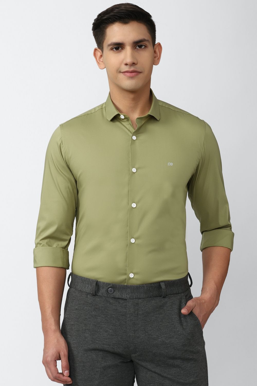 Men Olive Super Slim Fit Formal Full Sleeves Formal Shirt