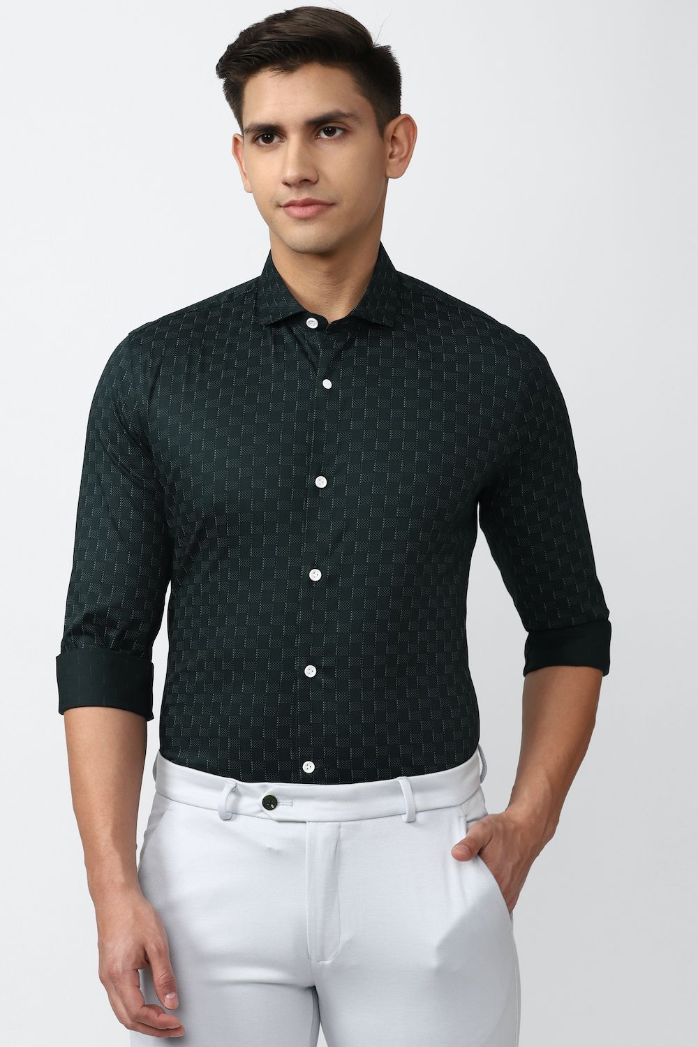 Men Green Super Slim Fit Formal Full Sleeves Formal Shirt