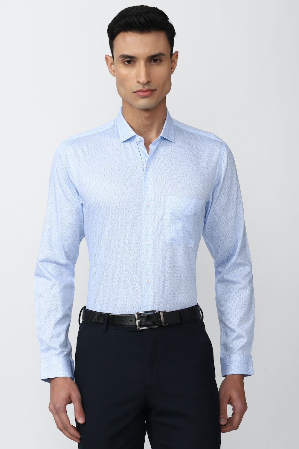 Men Blue Regular Fit Formal Full Sleeves Formal Shirt