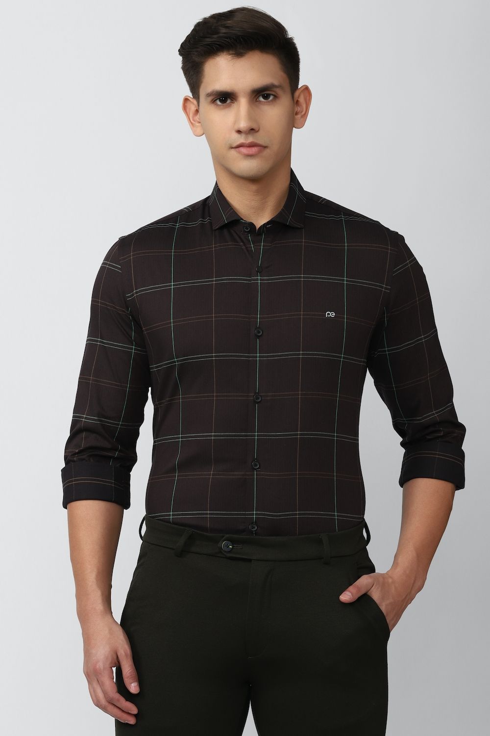 Men Brown Super Slim Fit Formal Full Sleeves Formal Shirt
