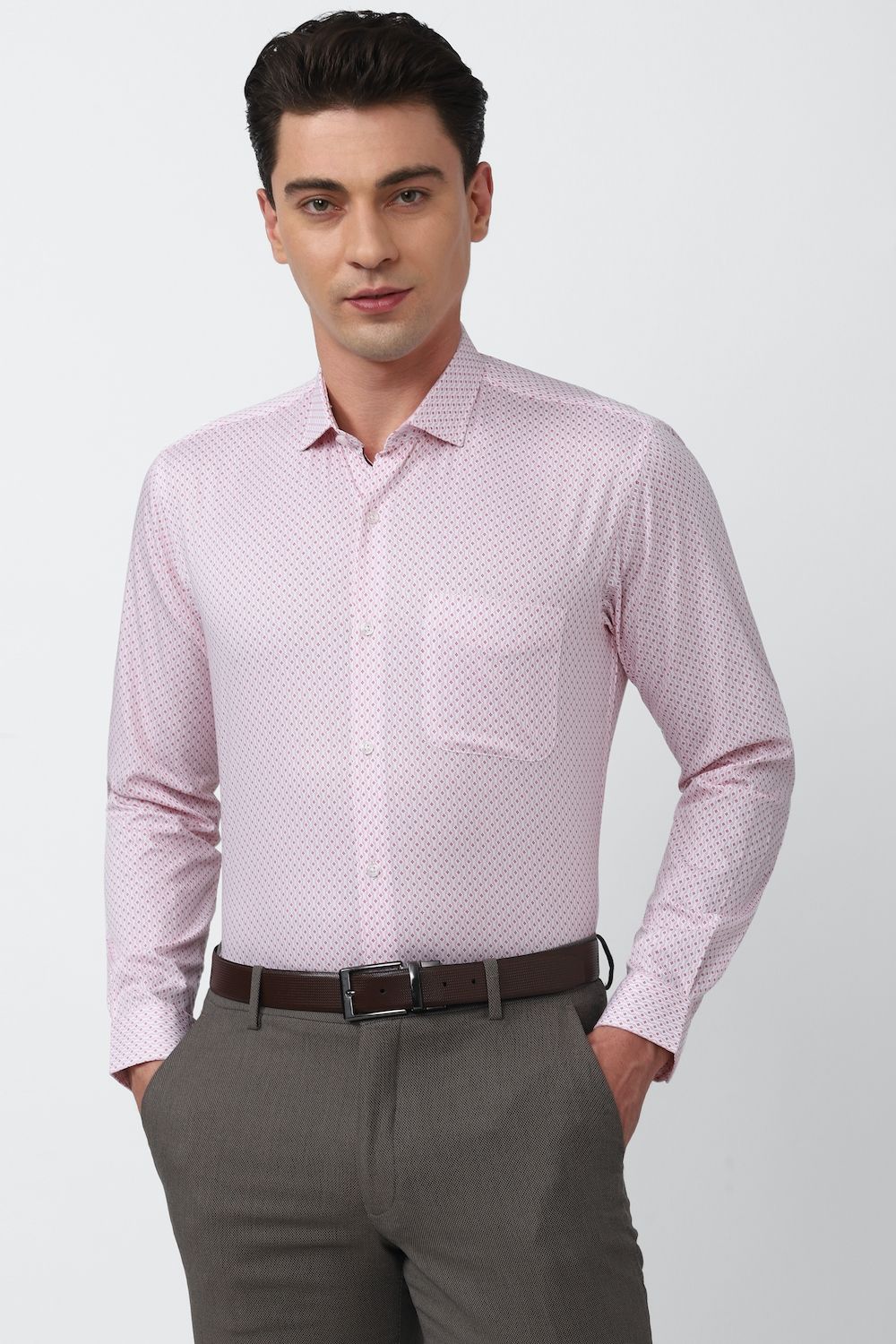 Men Pink Regular Fit Formal Full Sleeves Formal Shirt