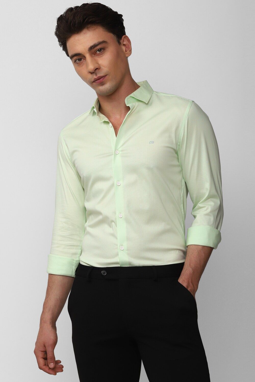 Men Green Super Slim Fit Formal Full Sleeves Formal Shirt
