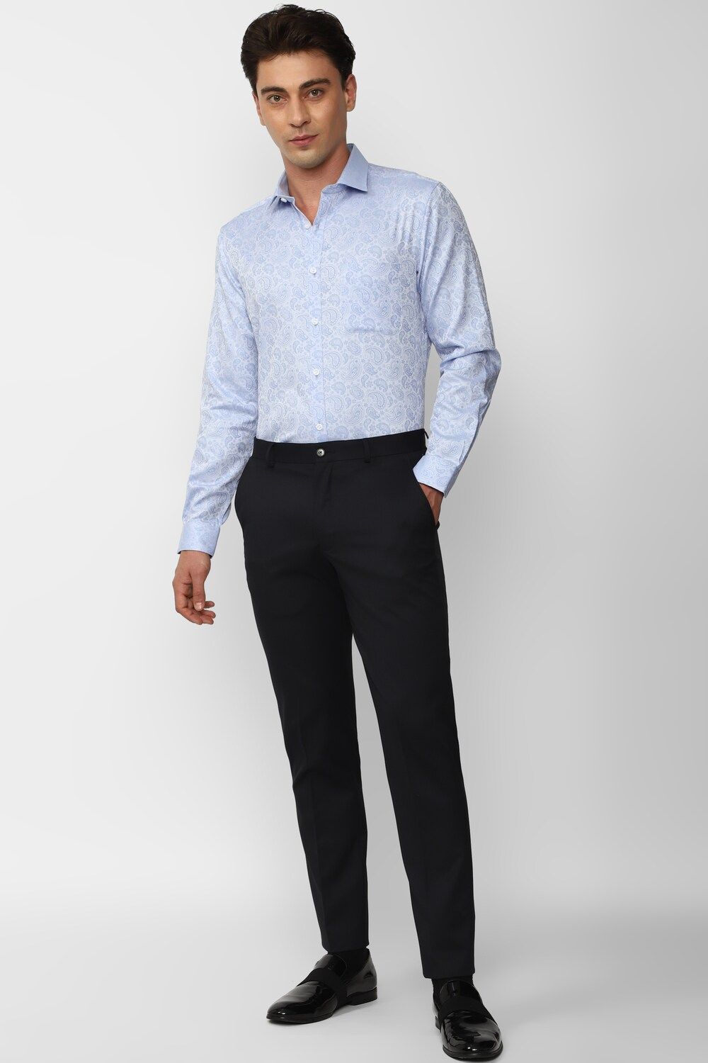 Men Blue Regular Fit Formal Full Sleeves Formal Shirt