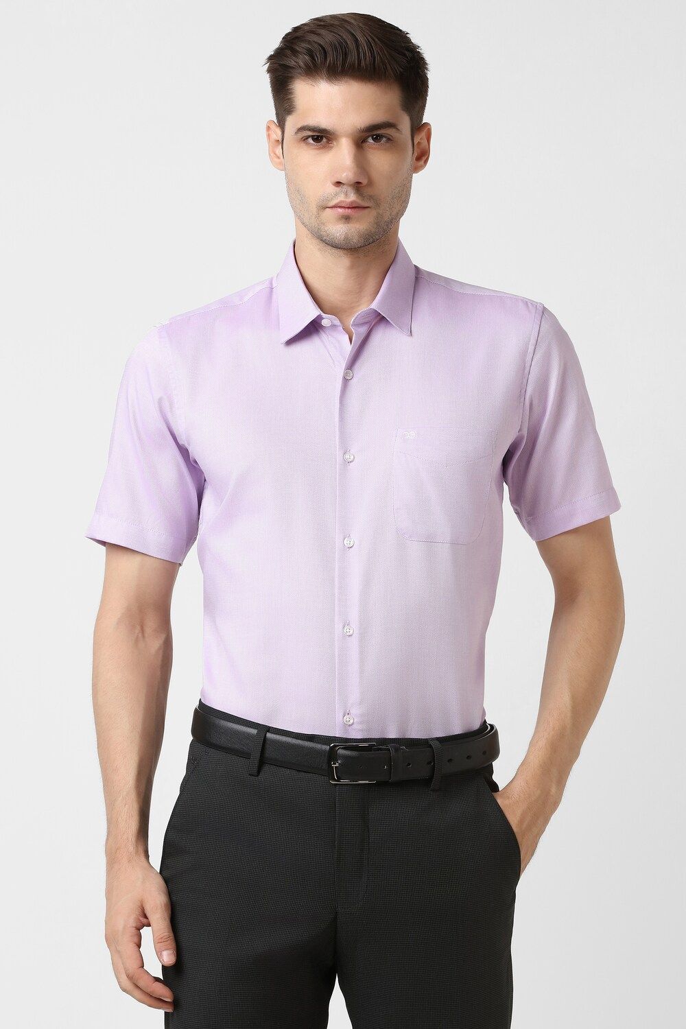 Men Purple Regular Fit Formal Half Sleeves Formal Shirt