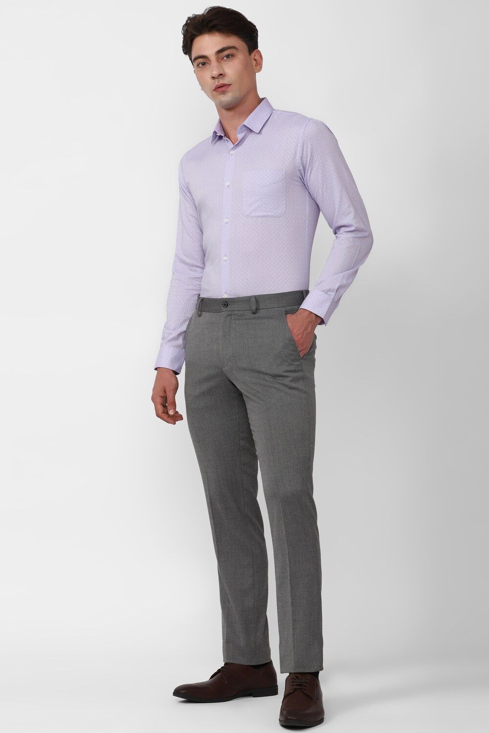 Men Purple Slim Fit Formal Full Sleeves Formal Shirt