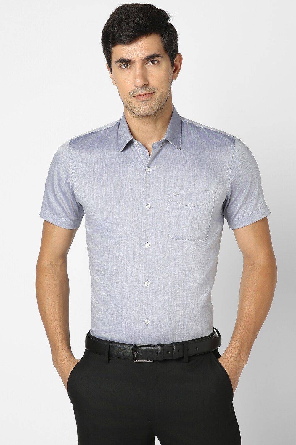 Men Grey Slim Fit Formal Half Sleeves Formal Shirt