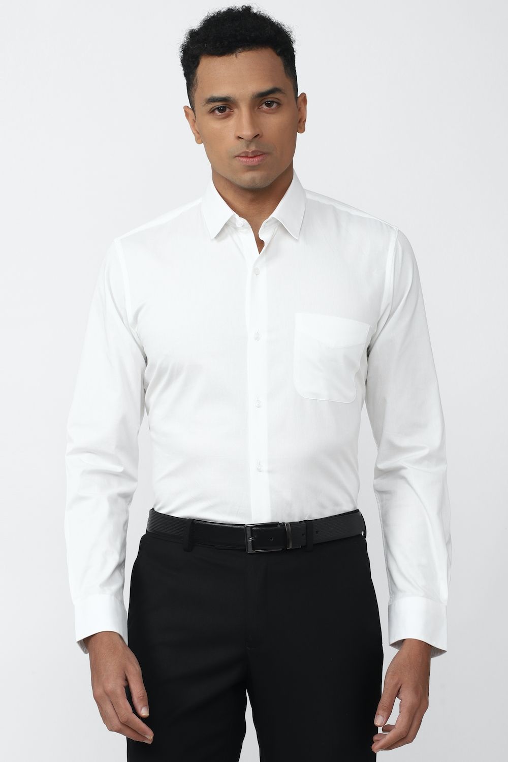 Men White Slim Fit Formal Full Sleeves Formal Shirt