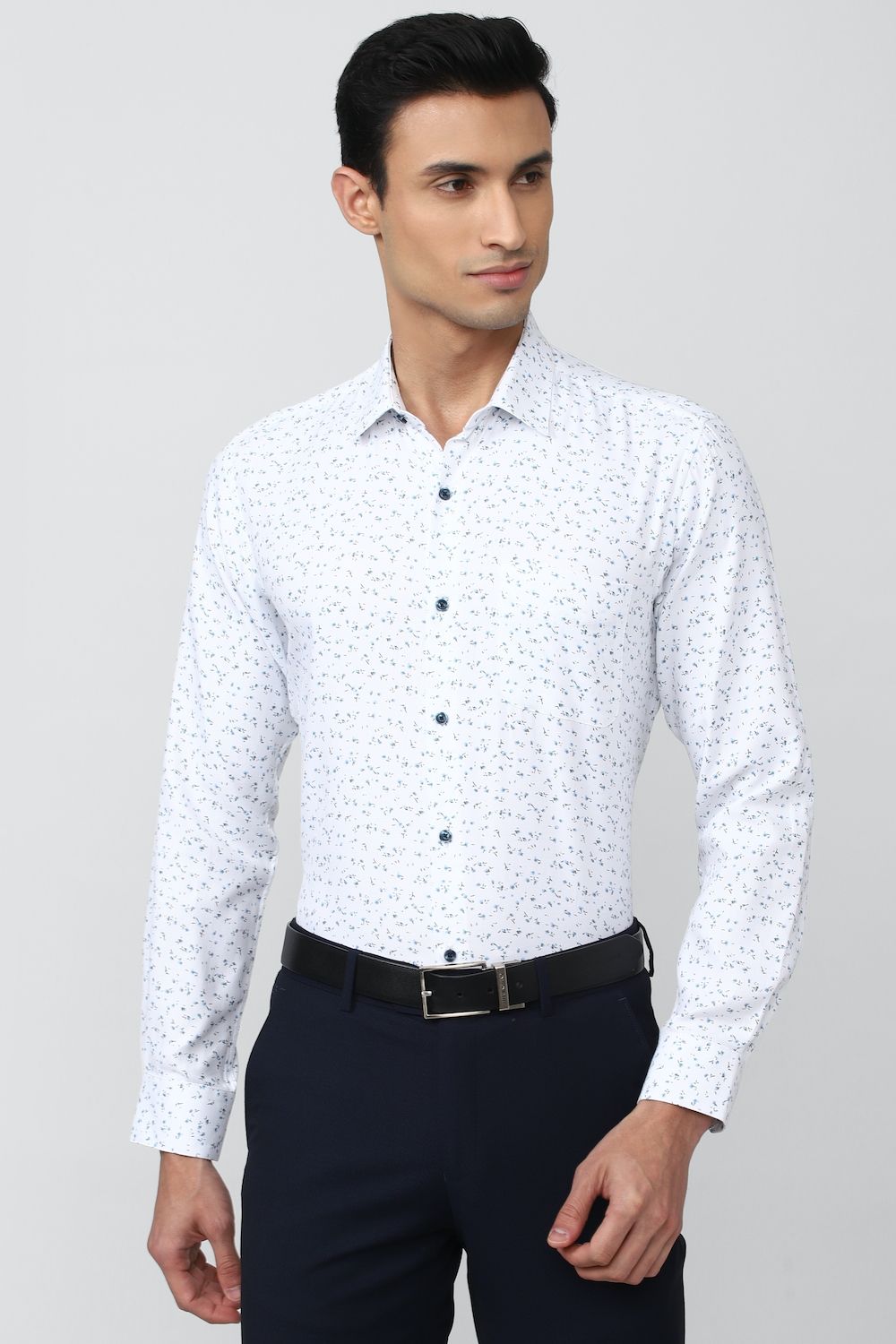 Men White Regular Fit Formal Full Sleeves Formal Shirt