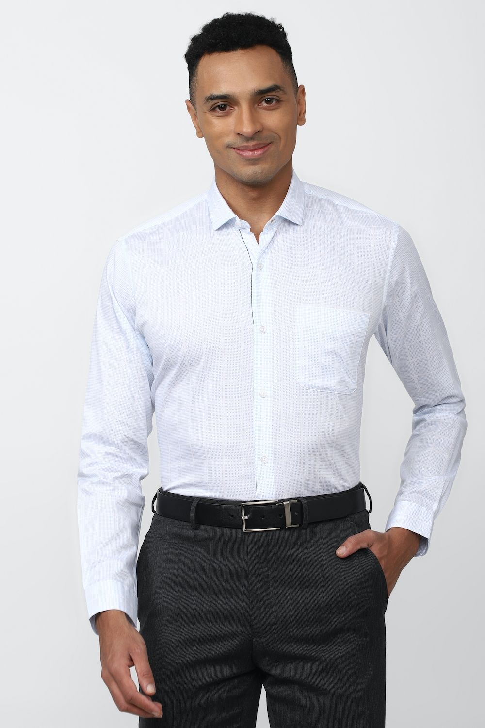 Men Blue Regular Fit Formal Full Sleeves Formal Shirt