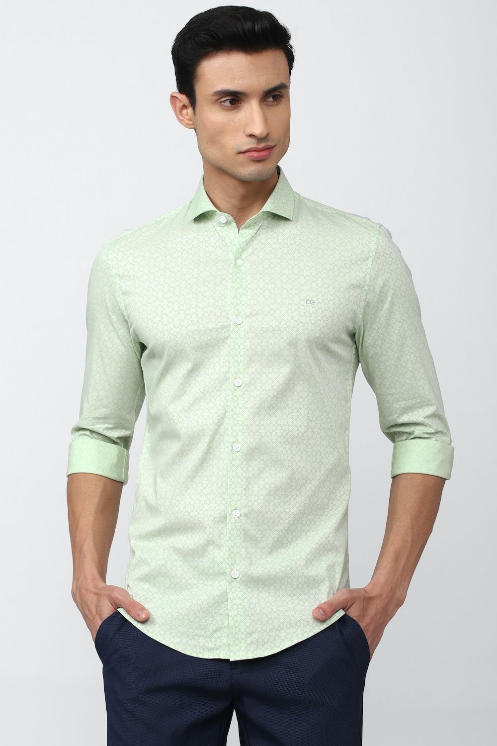 Men Green Super Slim Fit Formal Full Sleeves Formal Shirt
