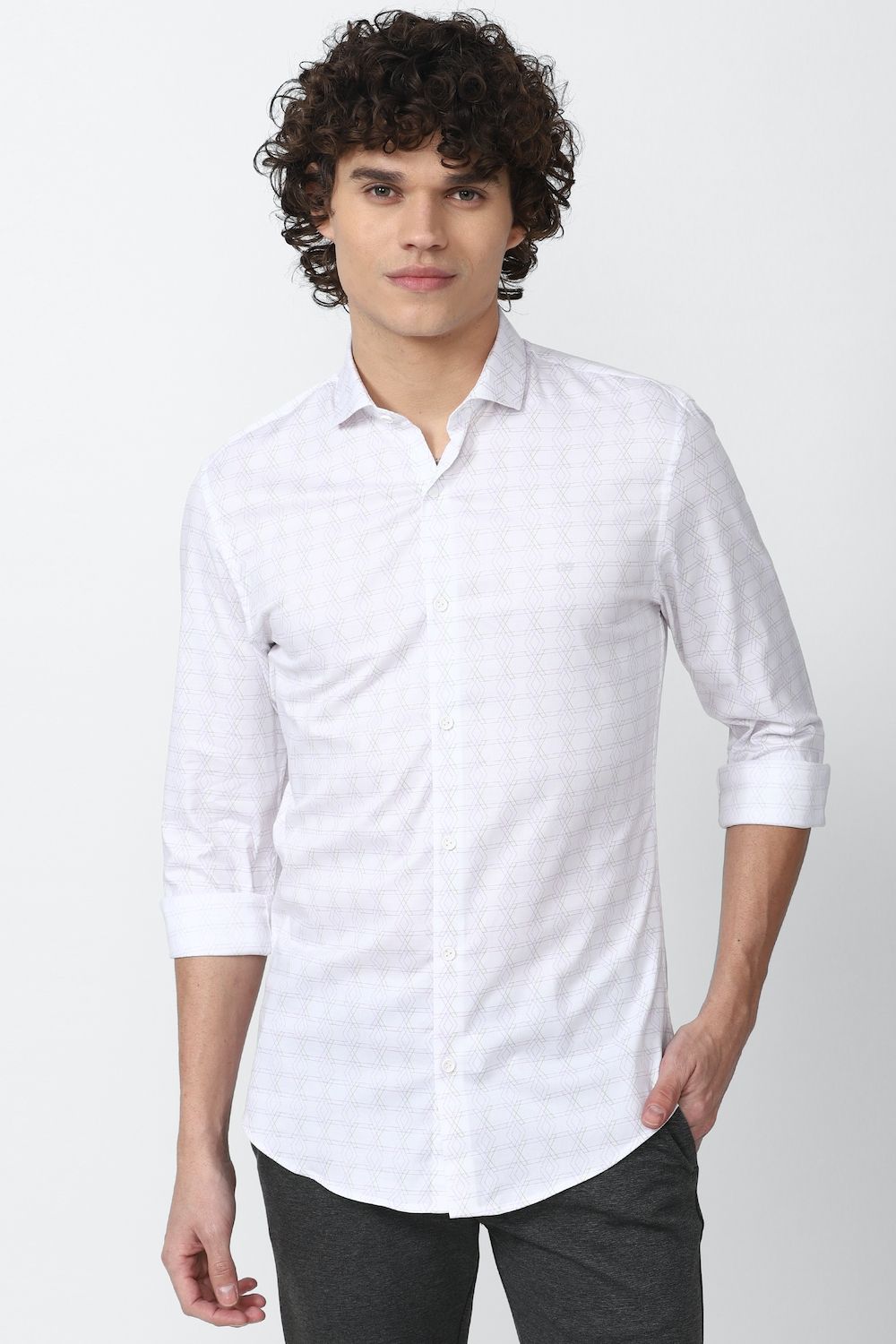 Men White Super Slim Fit Formal Full Sleeves Formal Shirt