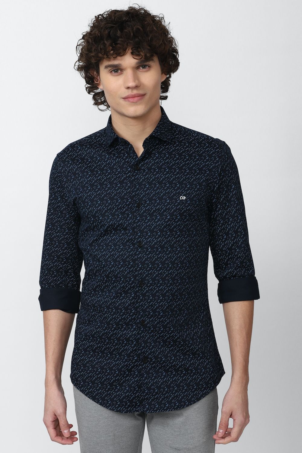 Men Navy Super Slim Fit Formal Full Sleeves Formal Shirt