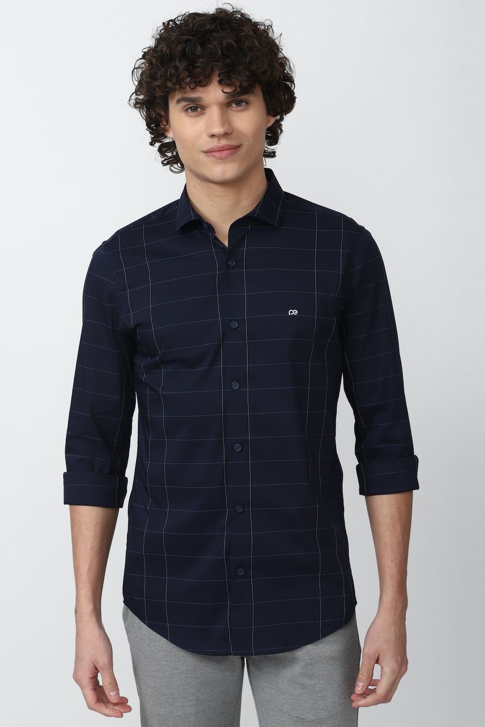 Men Navy Super Slim Fit Formal Full Sleeves Formal Shirt