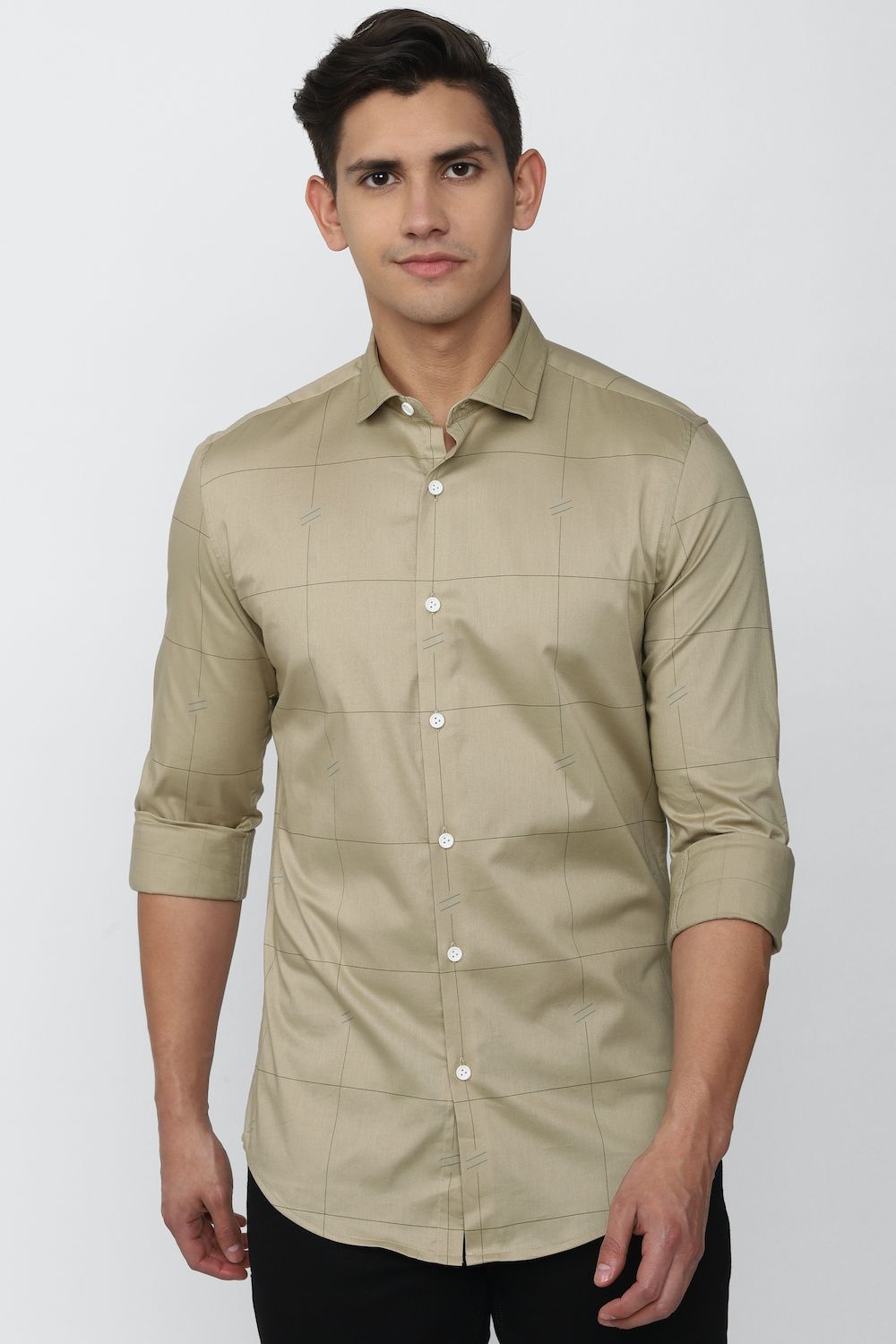 Men Olive Super Slim Fit Formal Full Sleeves Formal Shirt