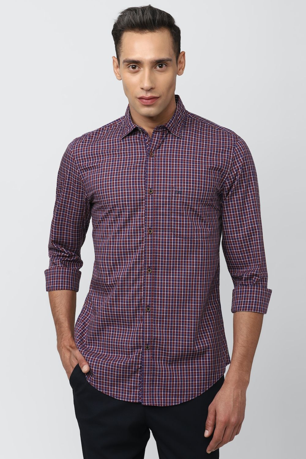 Men Multi Super Slim Fit Check Full Sleeves Casual Shirt