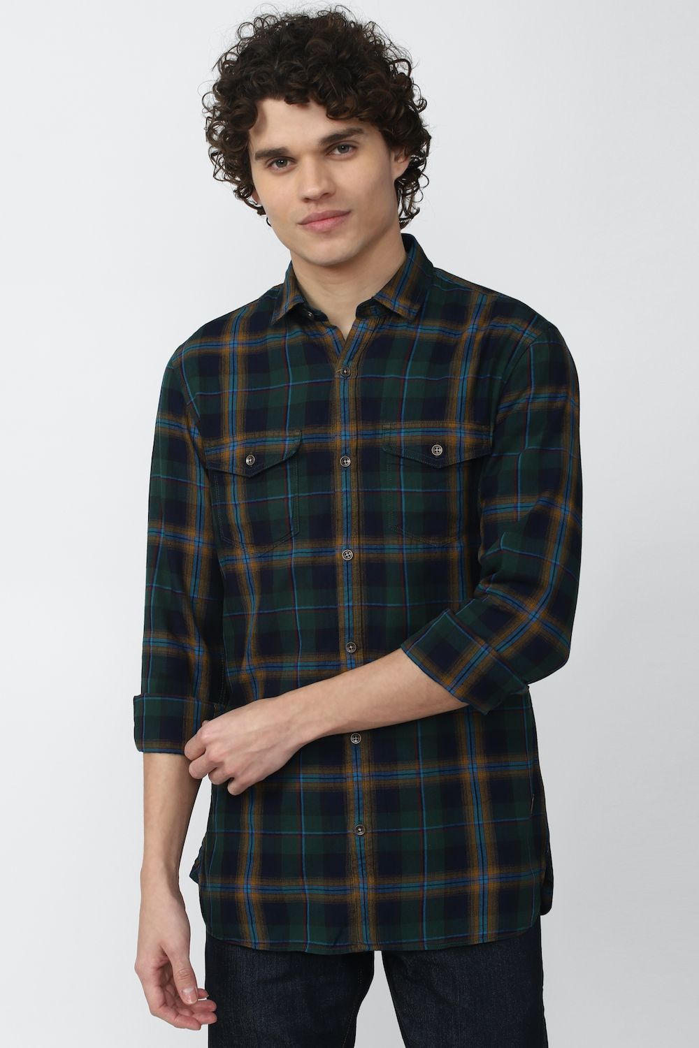 Men Multi Super Slim Fit Check Full Sleeves Casual Shirt