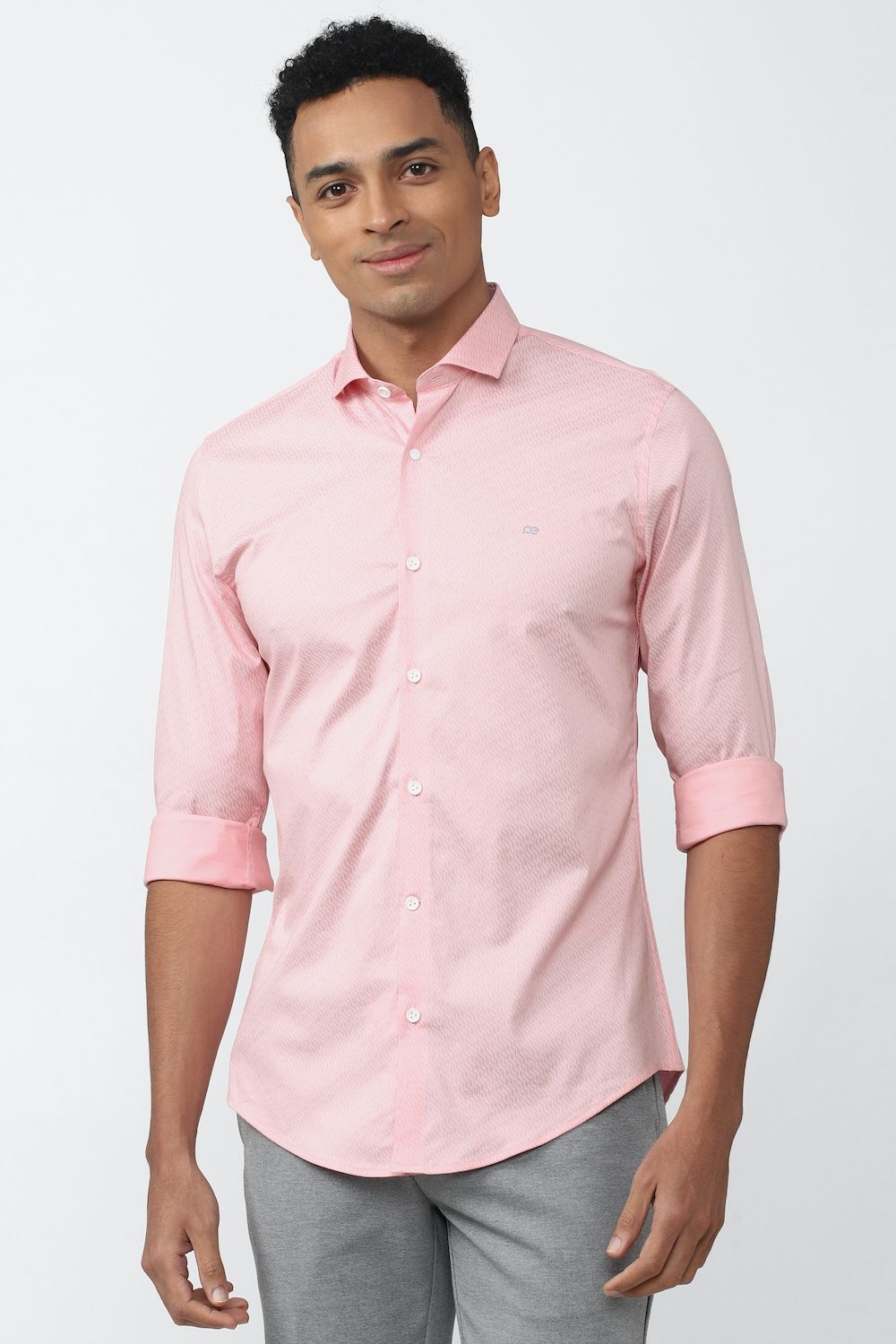 Men Pink Super Slim Fit Formal Full Sleeves Formal Shirt