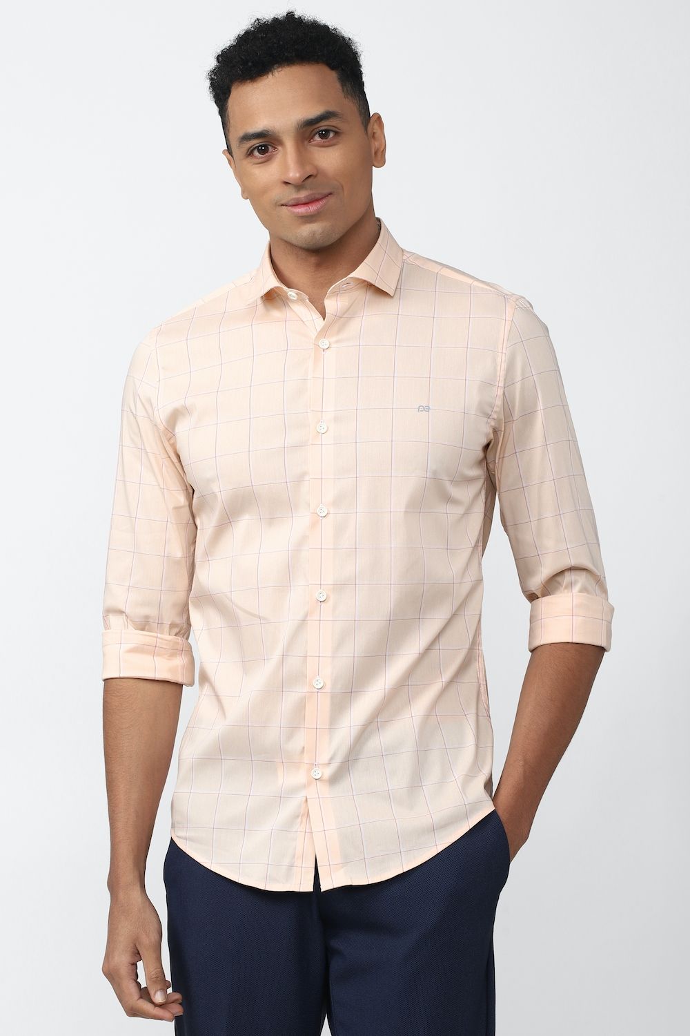 Men Beige Super Slim Fit Formal Full Sleeves Formal Shirt