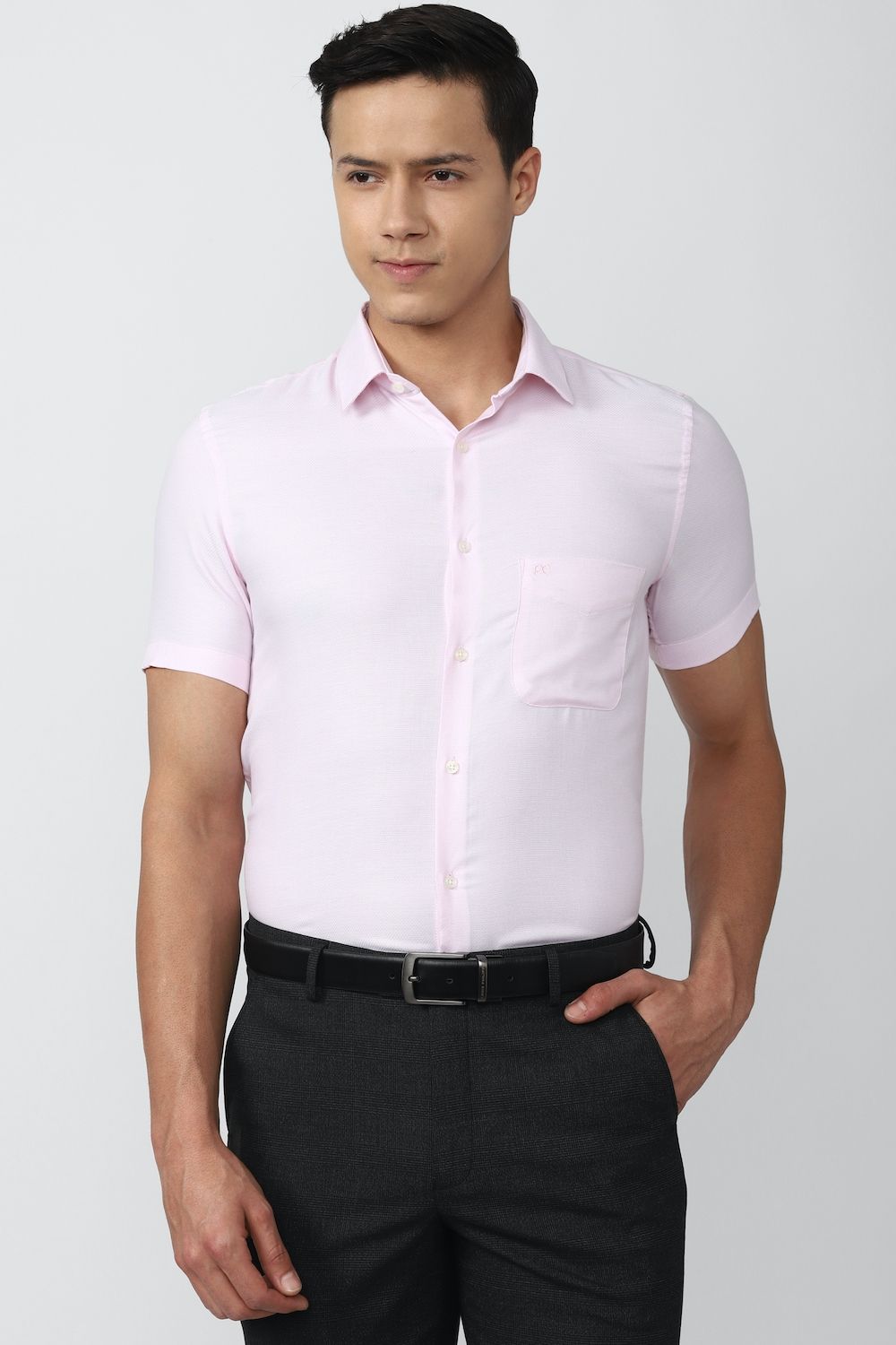 Men Pink Slim Fit Formal Half Sleeves Formal Shirt
