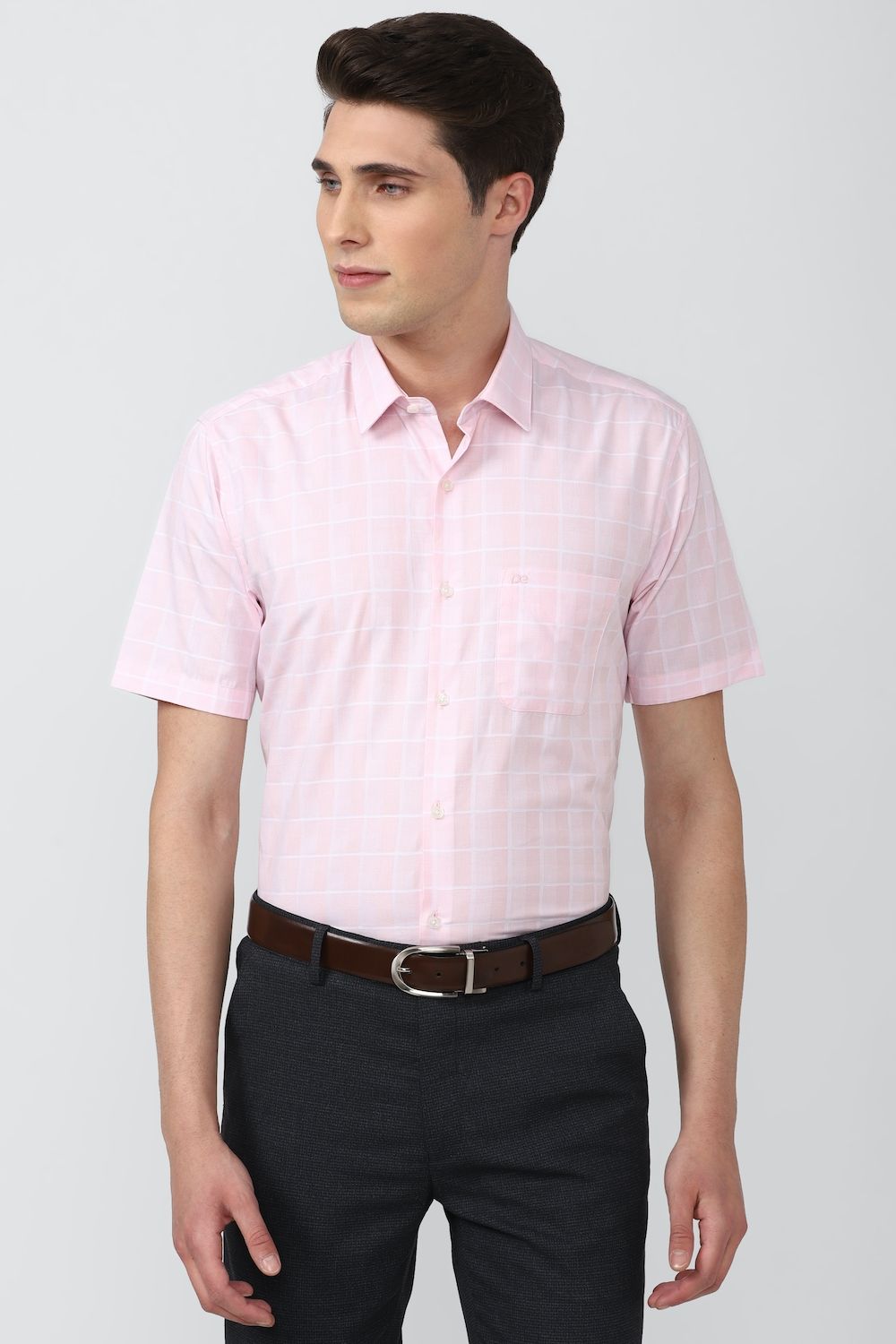 Men Pink Regular Fit Formal Half Sleeves Formal Shirt