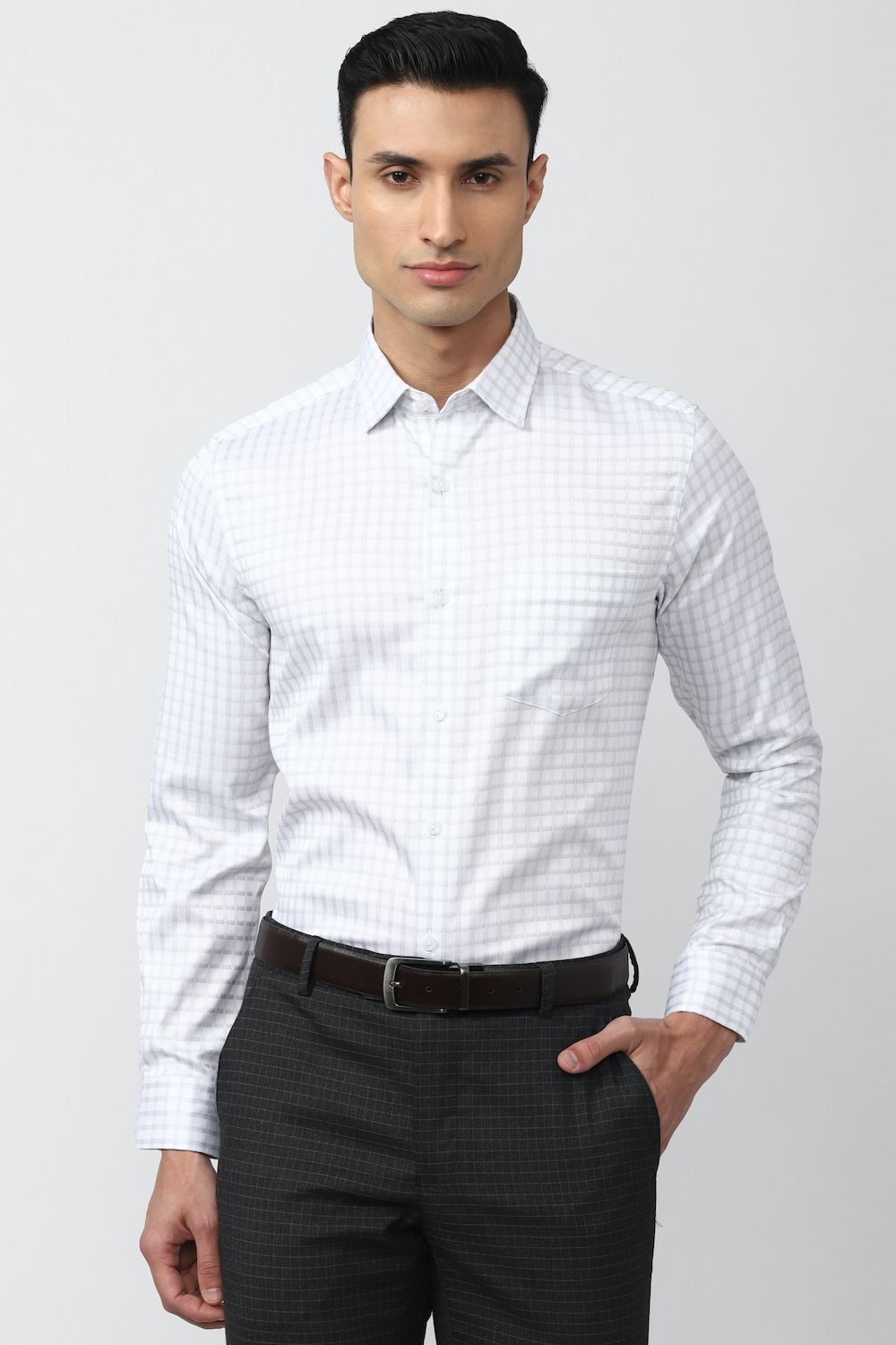 Men White Regular Fit Formal Full Sleeves Formal Shirt