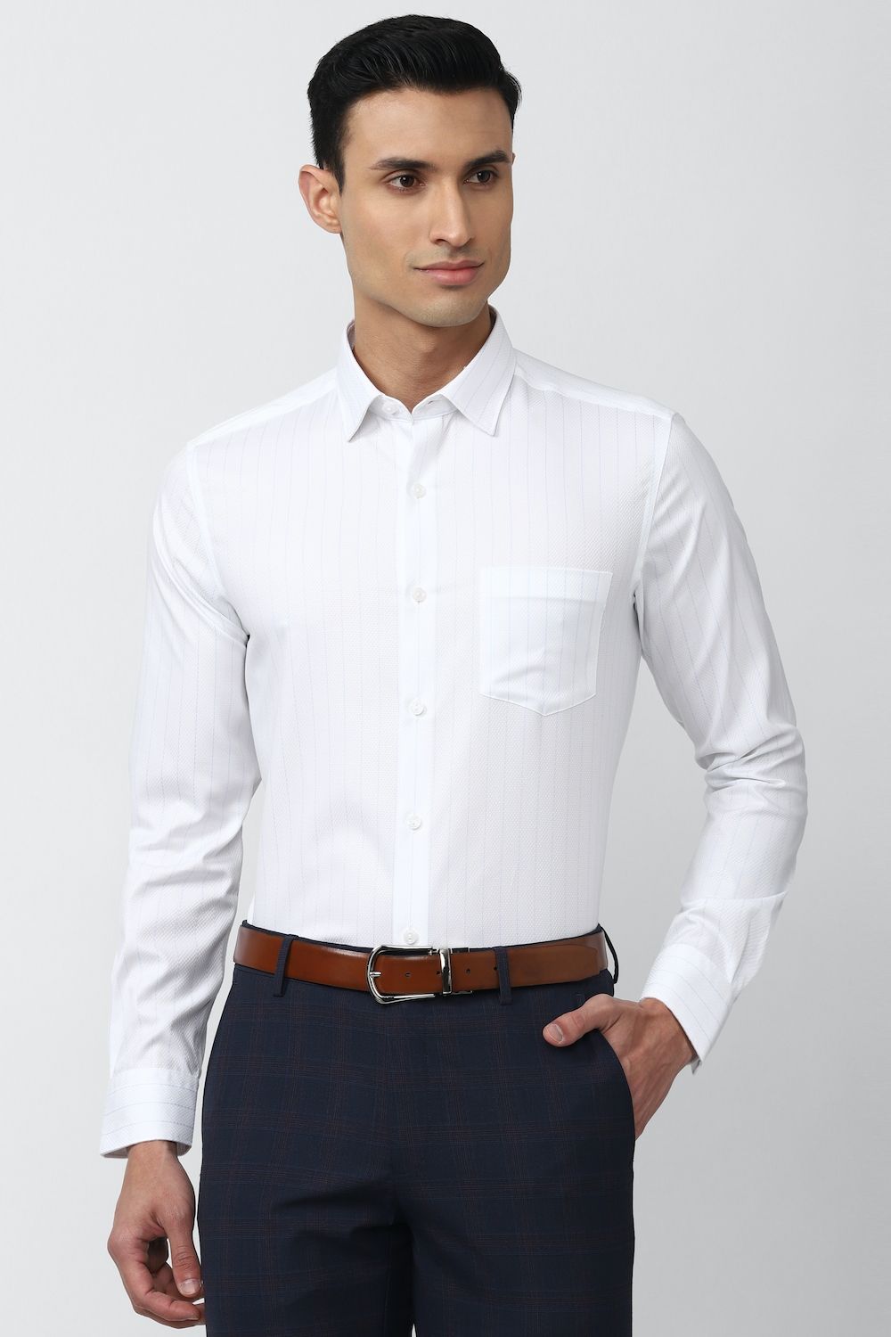 Men White Regular Fit Formal Full Sleeves Formal Shirt