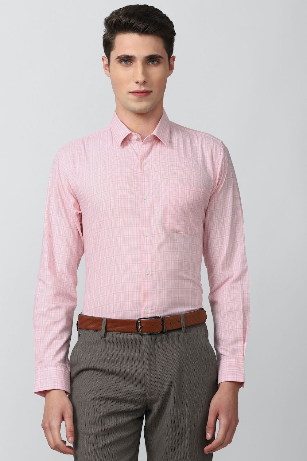 Men Pink Slim Fit Formal Full Sleeves Formal Shirt