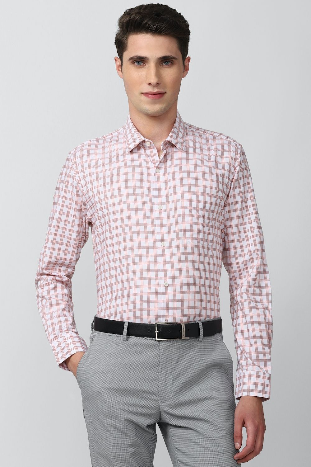Men Pink Slim Fit Formal Full Sleeves Formal Shirt