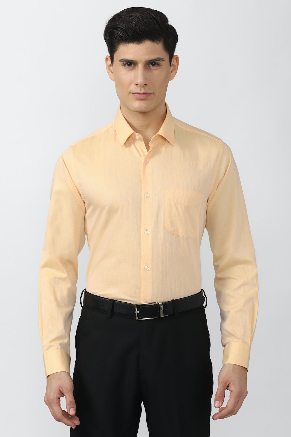 Men Yellow Slim Fit Formal Full Sleeves Formal Shirt