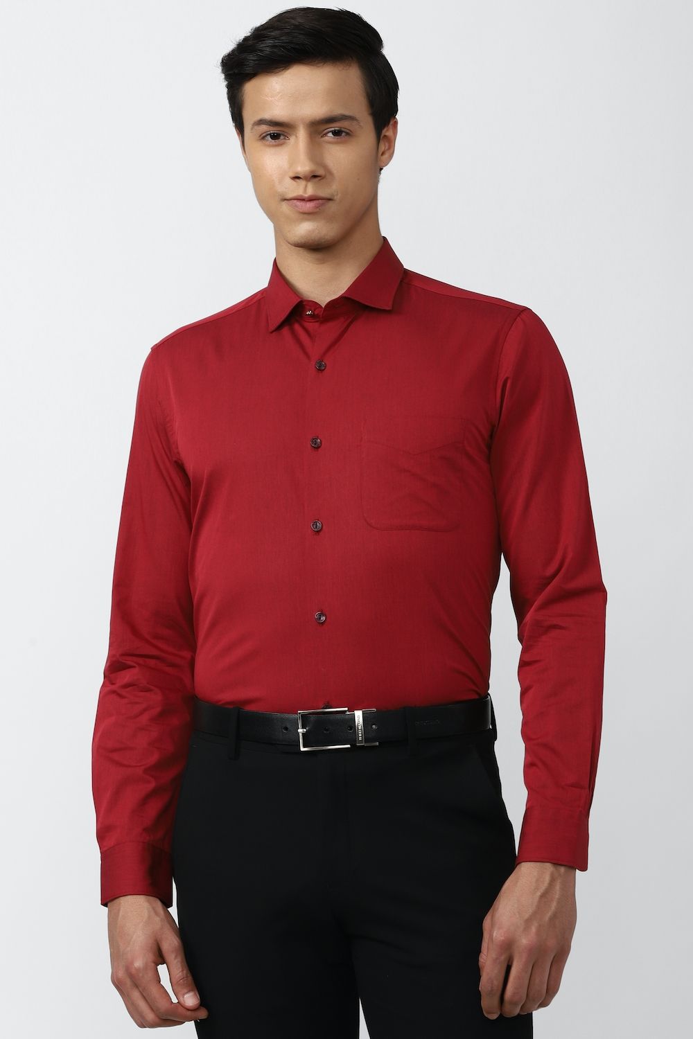 Men Red Slim Fit Formal Full Sleeves Formal Shirt