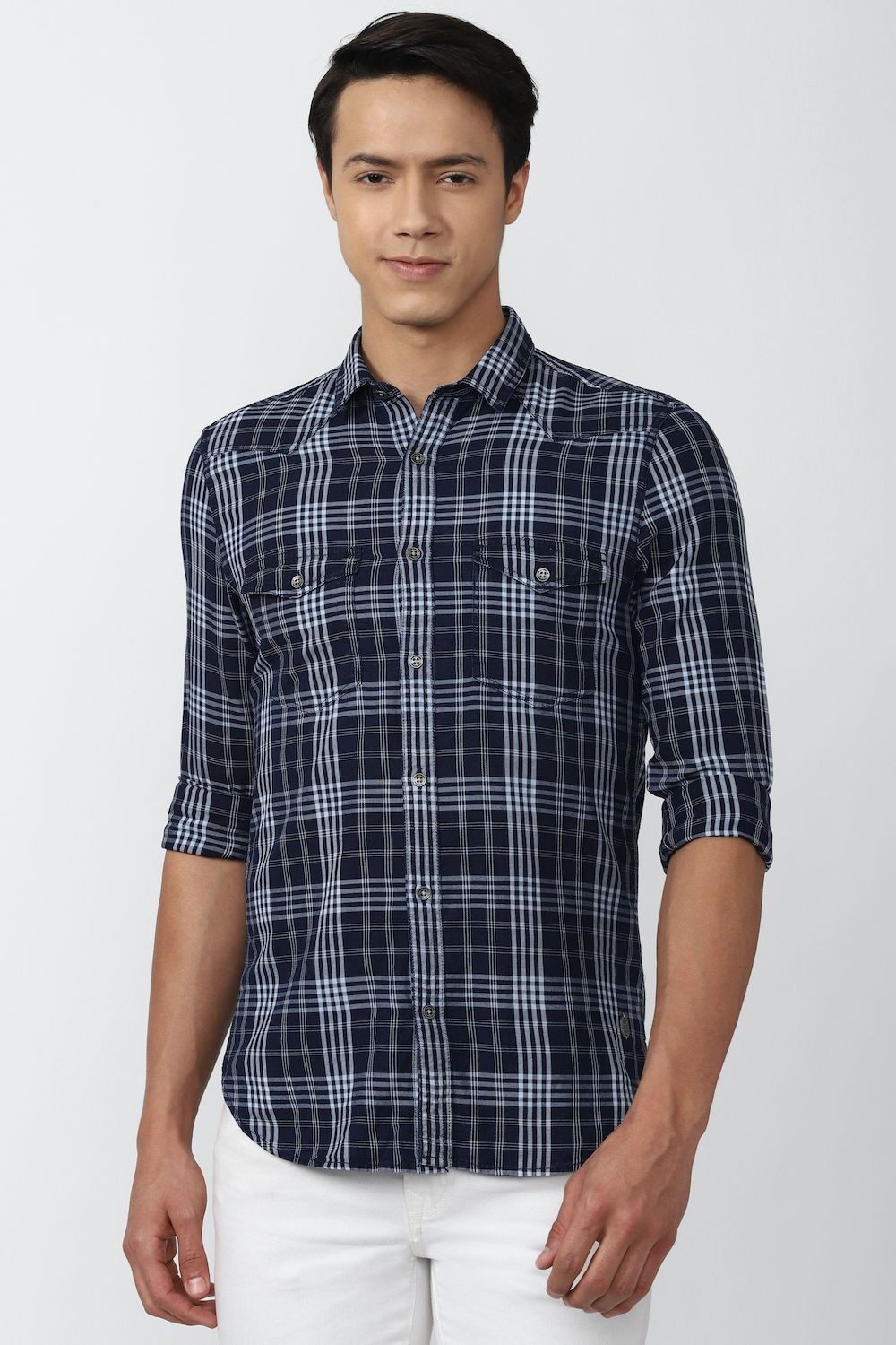 Men Multi Super Slim Fit Check Full Sleeves Casual Shirt