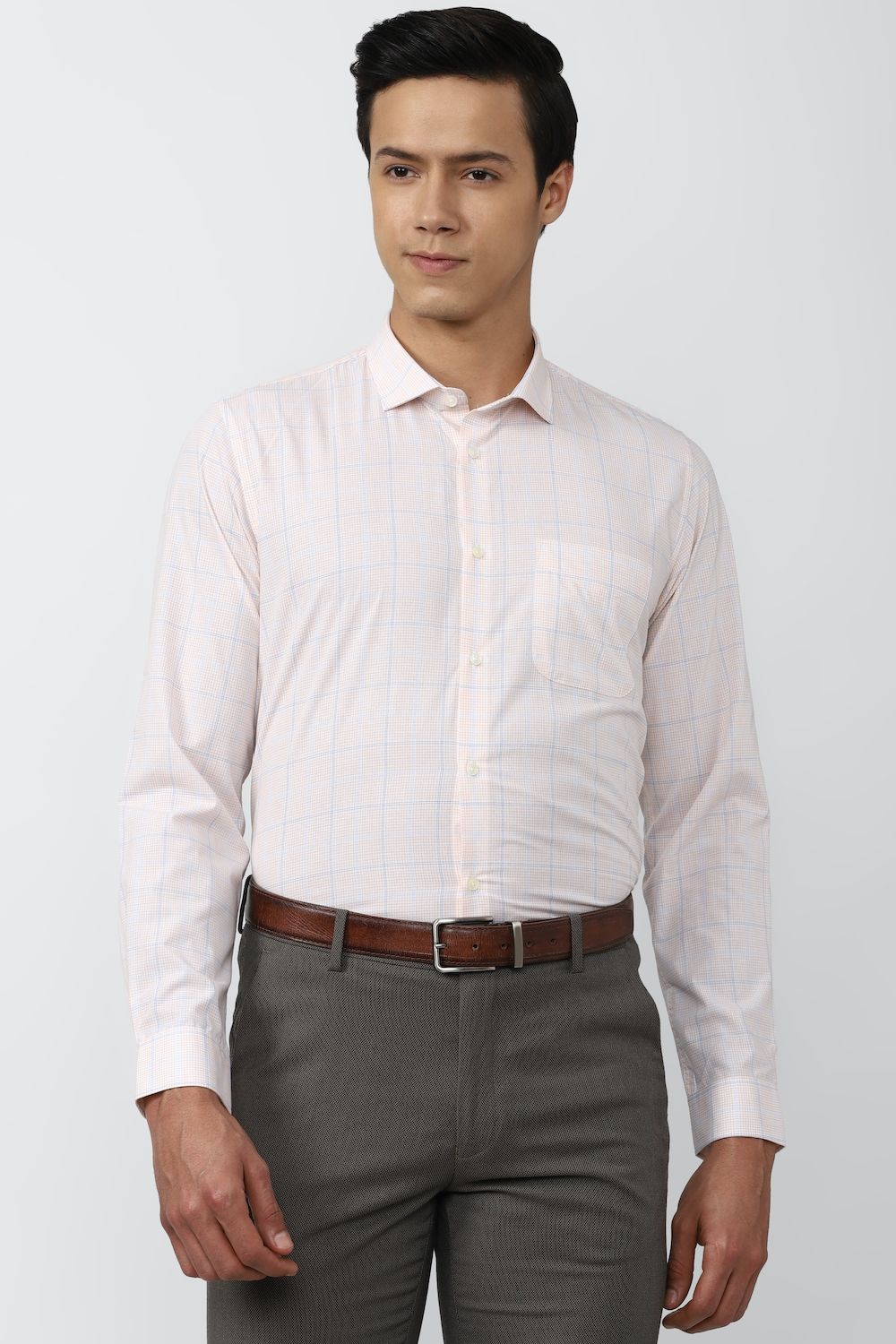 Men Cream Slim Fit Formal Full Sleeves Formal Shirt