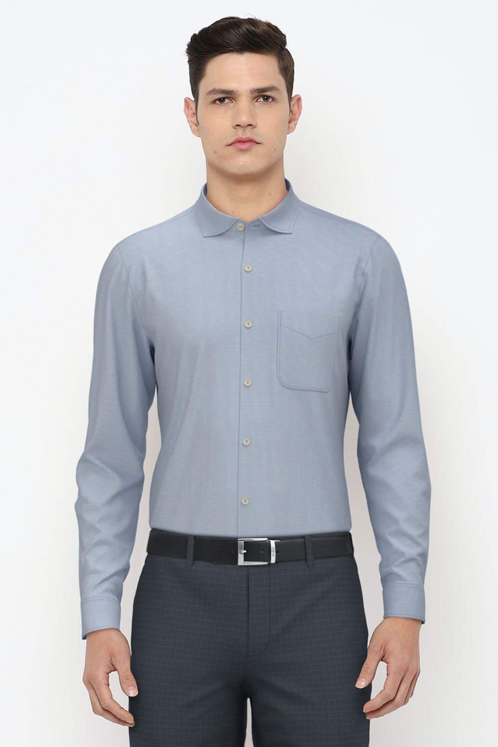 Men Blue Regular Fit Formal Full Sleeves Formal Shirt