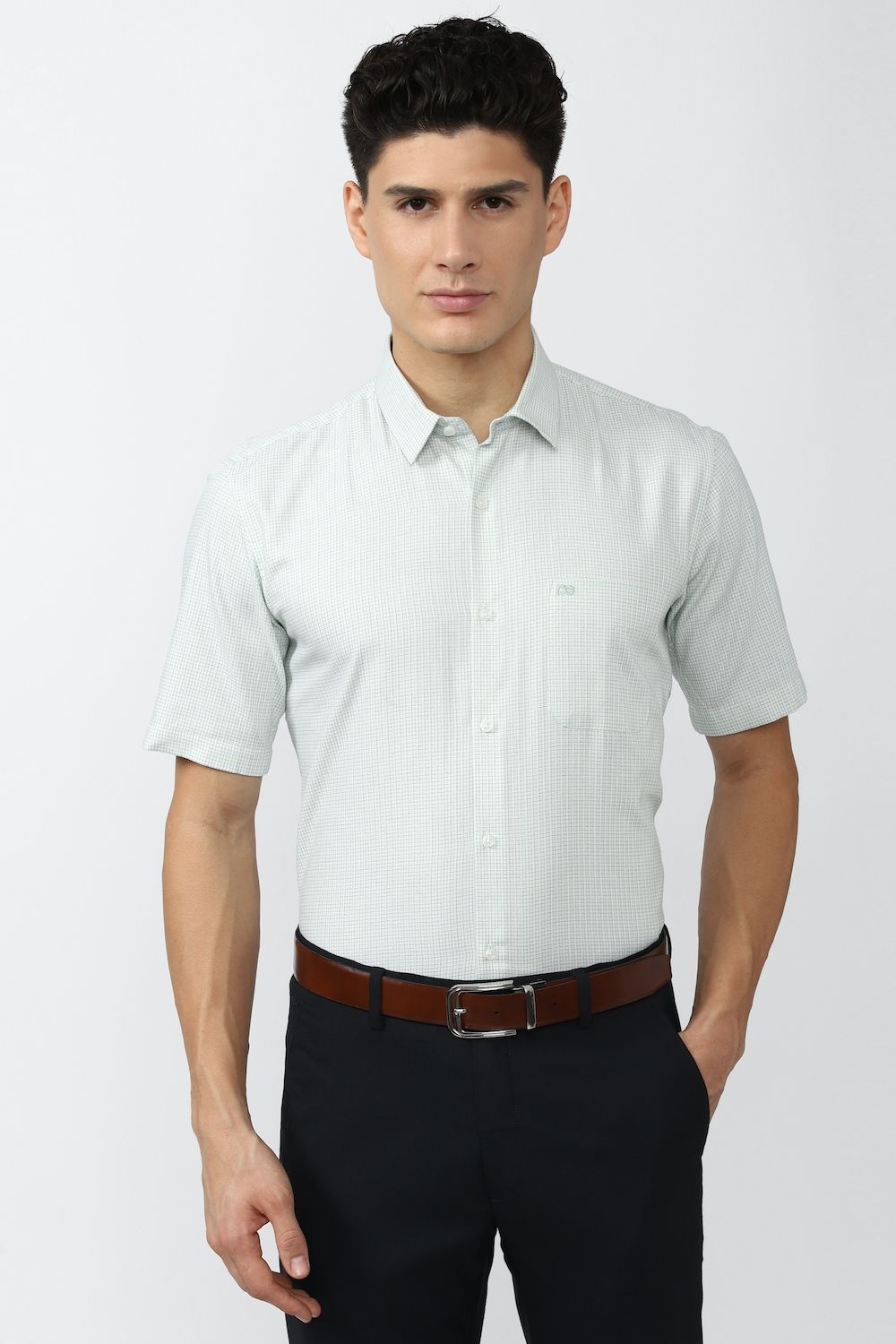 Men White Regular Fit Formal Half Sleeves Formal Shirt