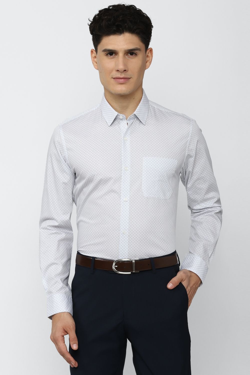 Men White Slim Fit Formal Full Sleeves Formal Shirt