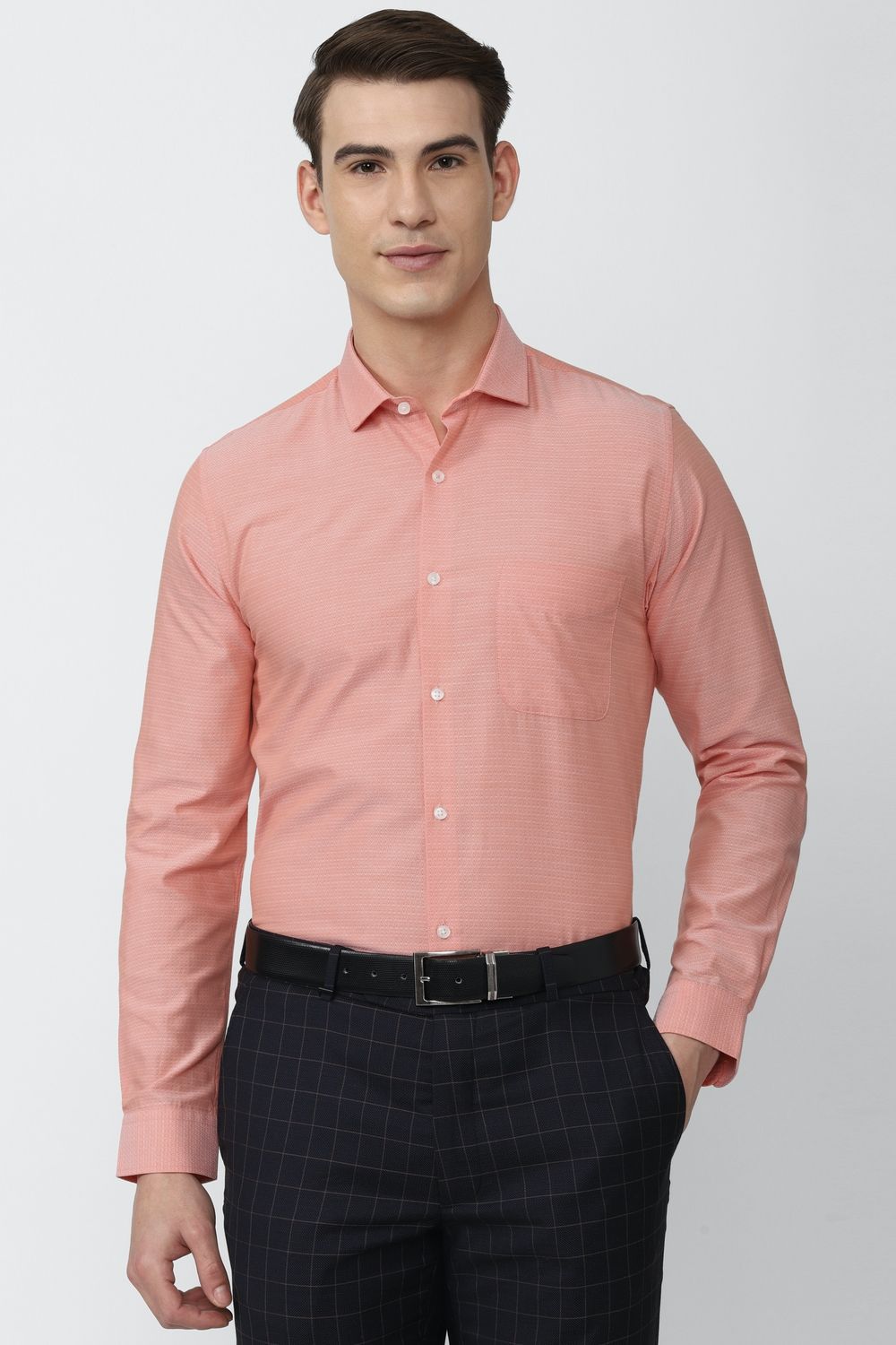 Men Pink Slim Fit Formal Full Sleeves Formal Shirt