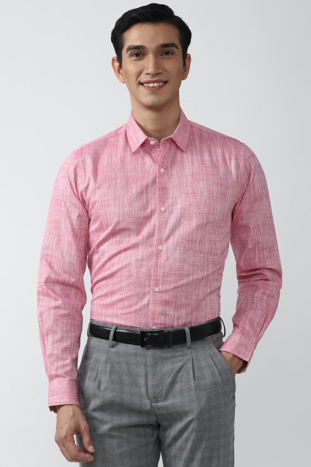 Men Pink Slim Fit Formal Full Sleeves Formal Shirt