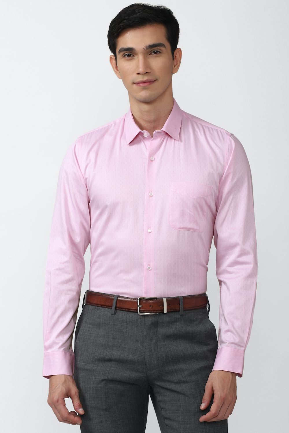 Men Pink Slim Fit Formal Full Sleeves Formal Shirt