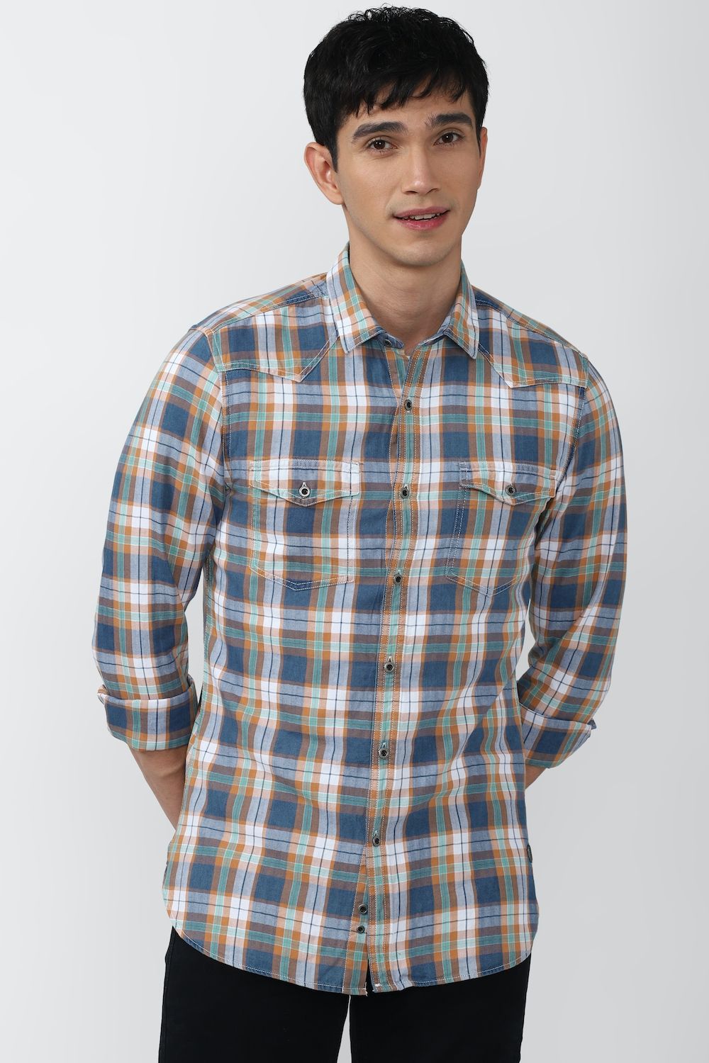 Men Multi Super Slim Fit Check Full Sleeves Casual Shirt