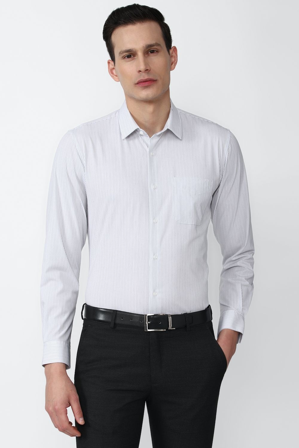Men White Slim Fit Formal Full Sleeves Formal Shirt