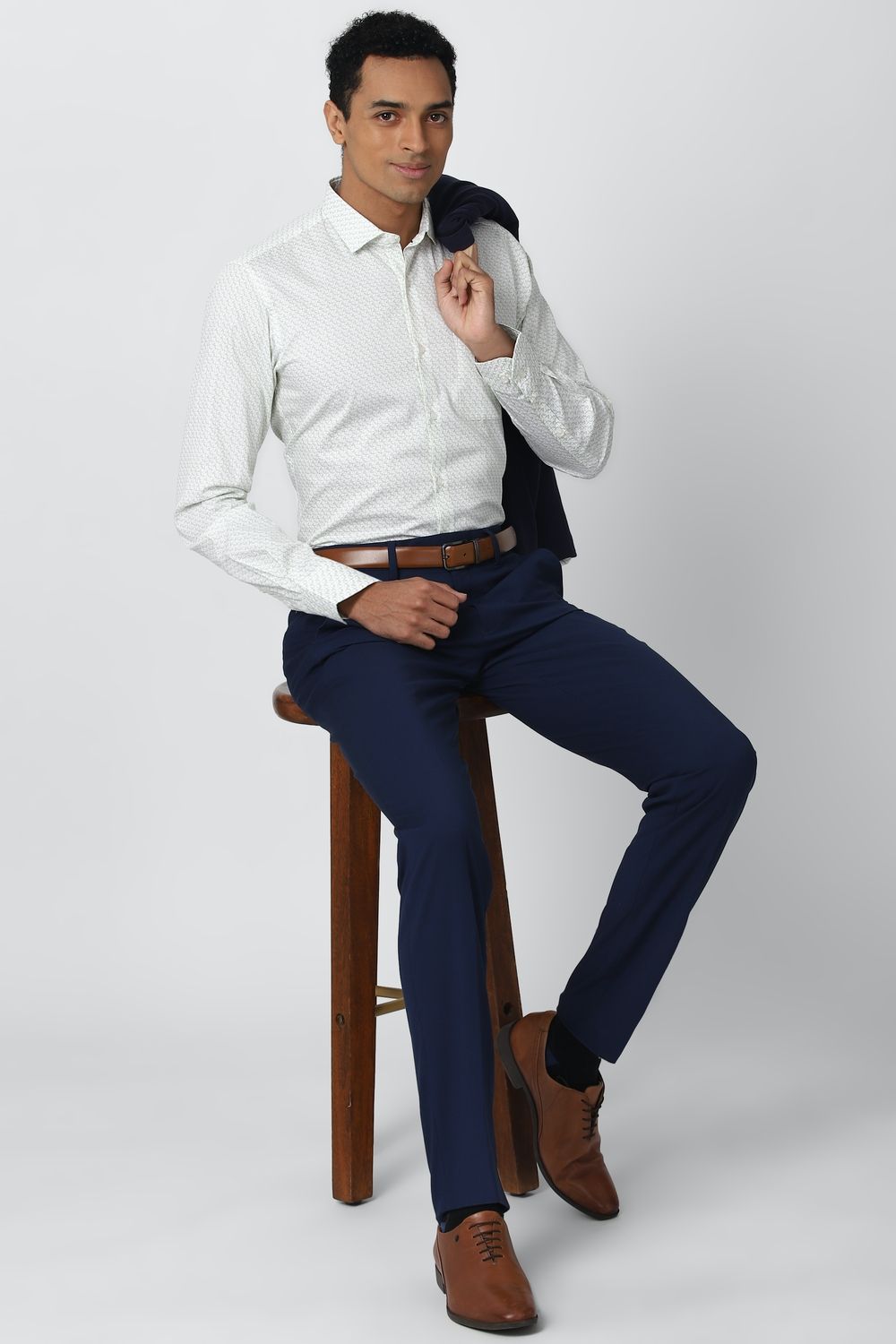 Men White Slim Fit Formal Full Sleeves Formal Shirt