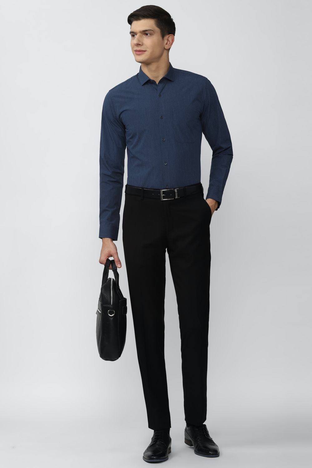 Men Navy Slim Fit Formal Full Sleeves Formal Shirt