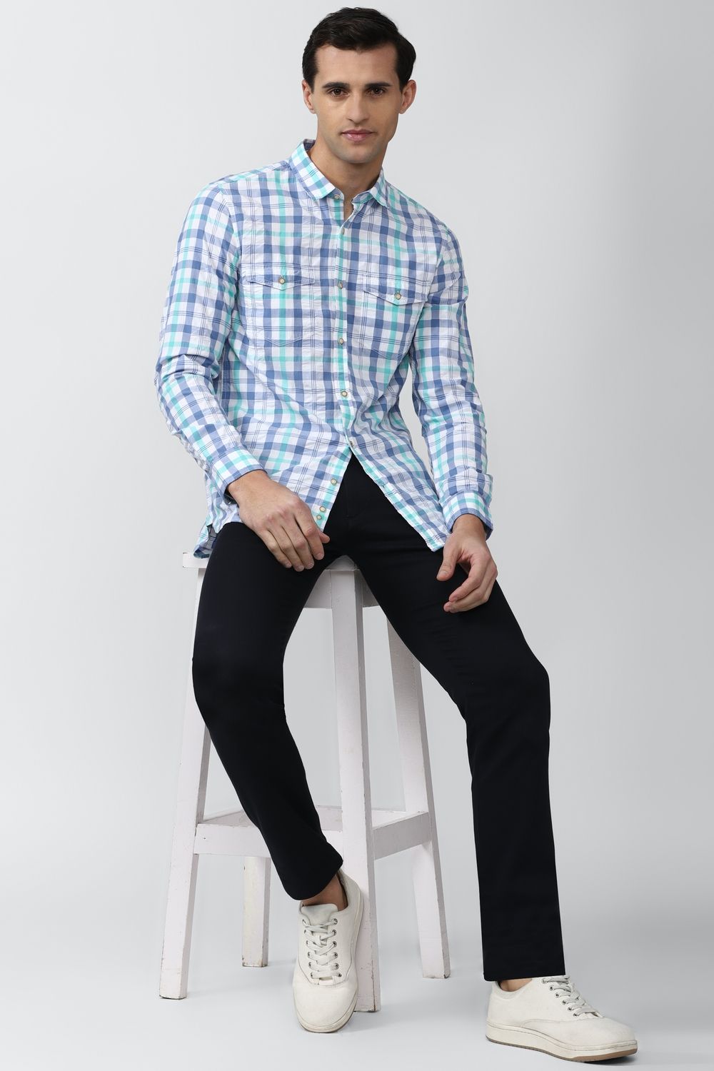 Men Multi Super Slim Fit Check Full Sleeves Casual Shirt